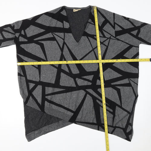 Phase Eight Women’s Grey Geometric Knit Poncho Jumper Size L