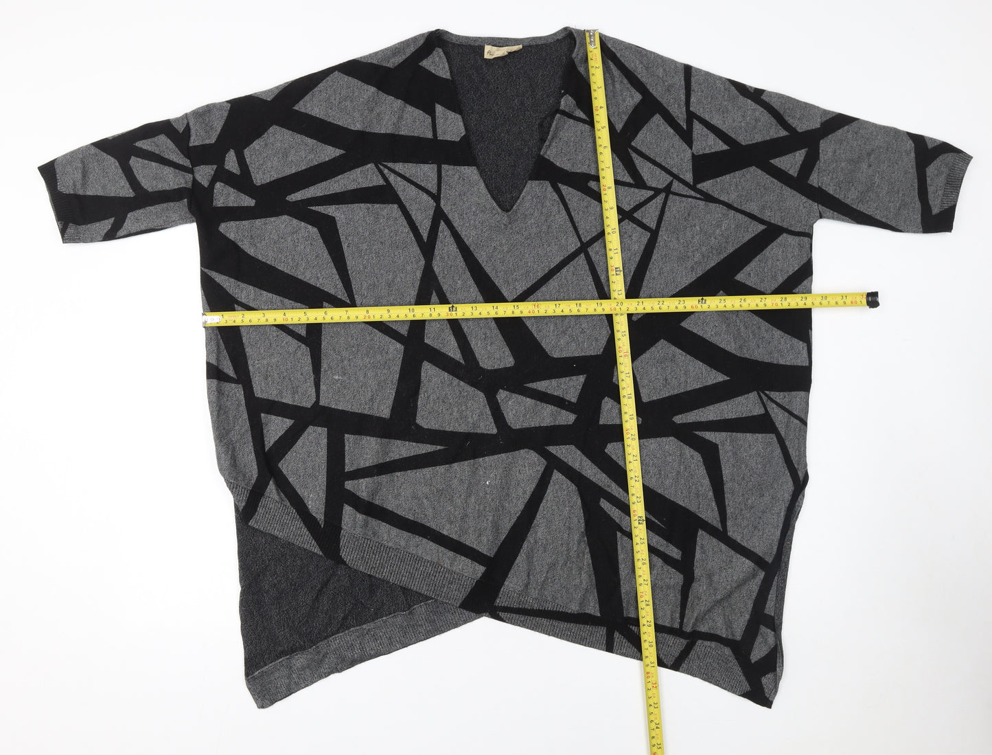 Phase Eight Women’s Grey Geometric Knit Poncho Jumper Size L