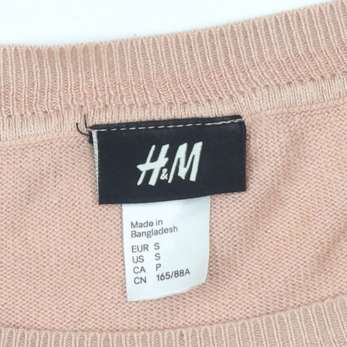 H&M Women’s Beige Striped Knit Jumper Size S Crew Neck Pullover