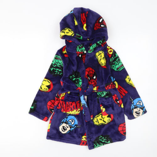 Marvel Boys Multicoloured 4 Years Hooded Fleece Superhero Robe