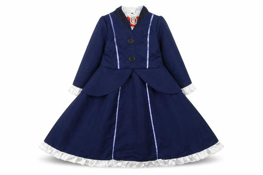 Disney Girls Blue Victorian Princess Dress Set 3-4 Years Polyester Costume