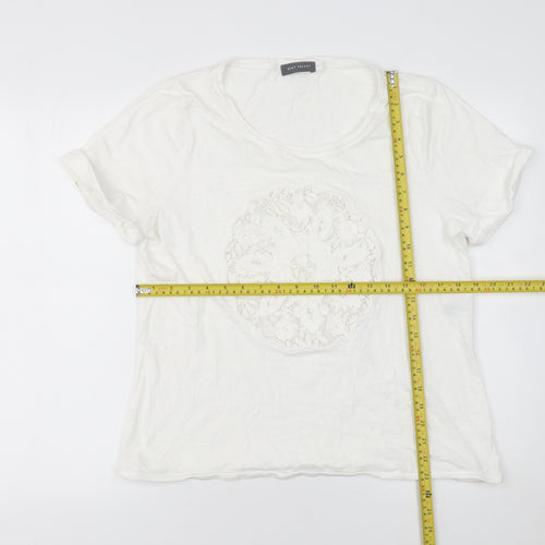 Mint Velvet Women's White Lace Front Cotton T-Shirt Size 16