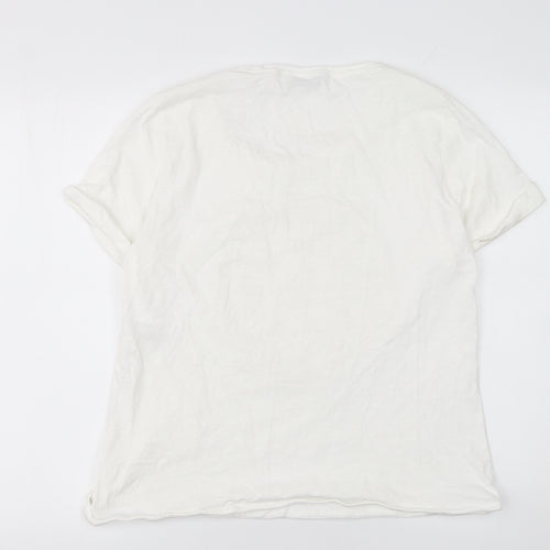 Mint Velvet Women's White Lace Front Cotton T-Shirt Size 16