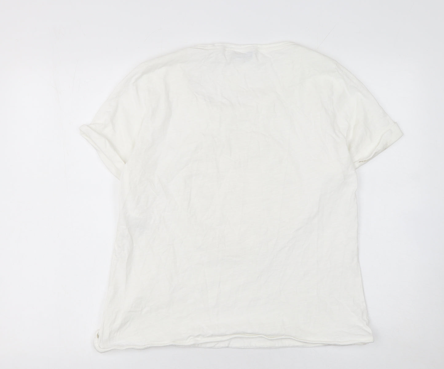 Mint Velvet Women's White Lace Front Cotton T-Shirt Size 16