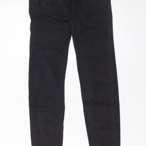 Bershka Women Black Skinny Distressed Jeans Size 4 Slim Fit