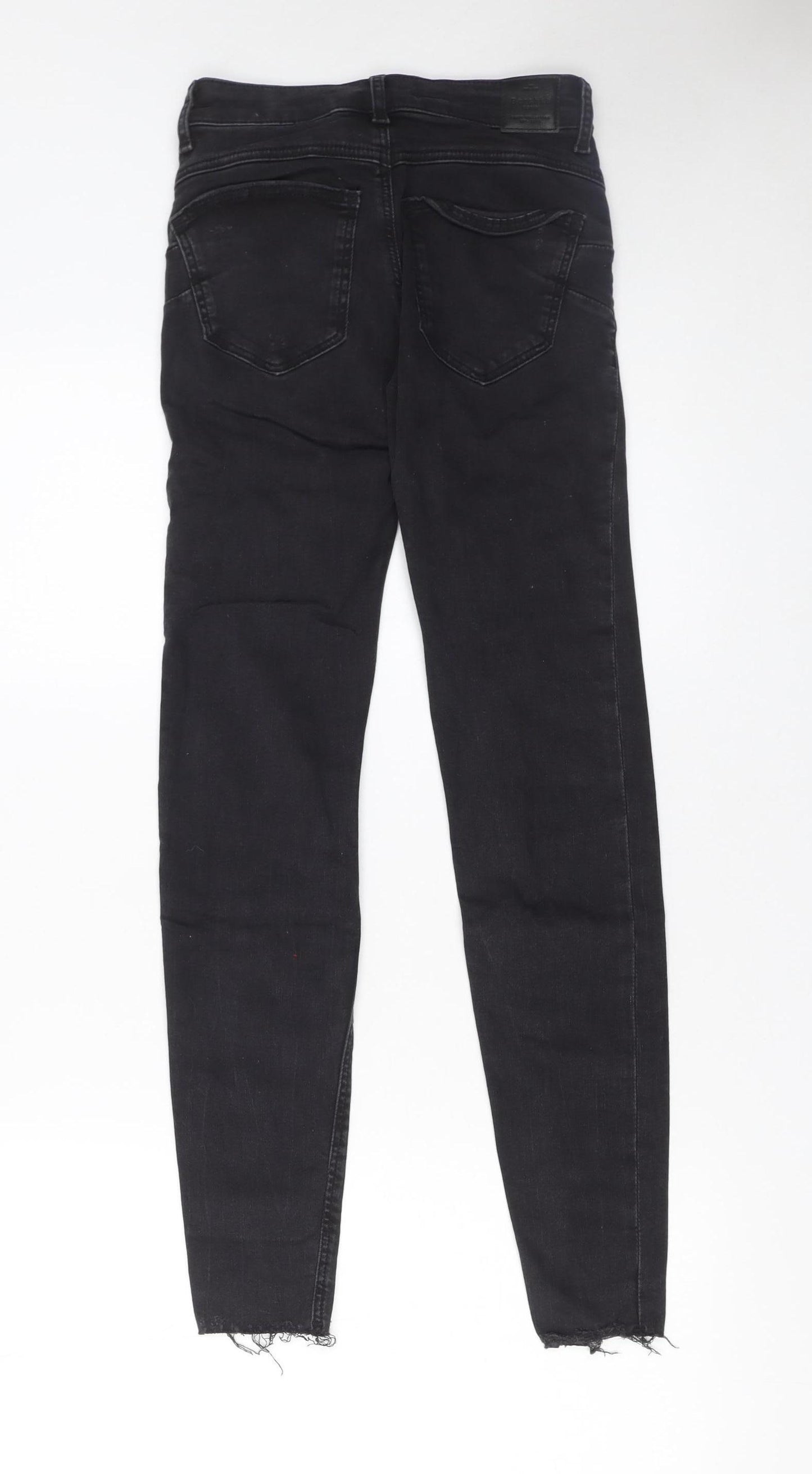 Bershka Women Black Skinny Distressed Jeans Size 4 Slim Fit
