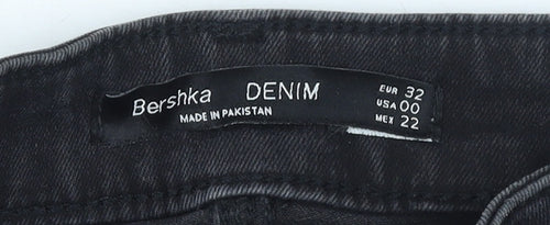 Bershka Women Black Skinny Distressed Jeans Size 4 Slim Fit