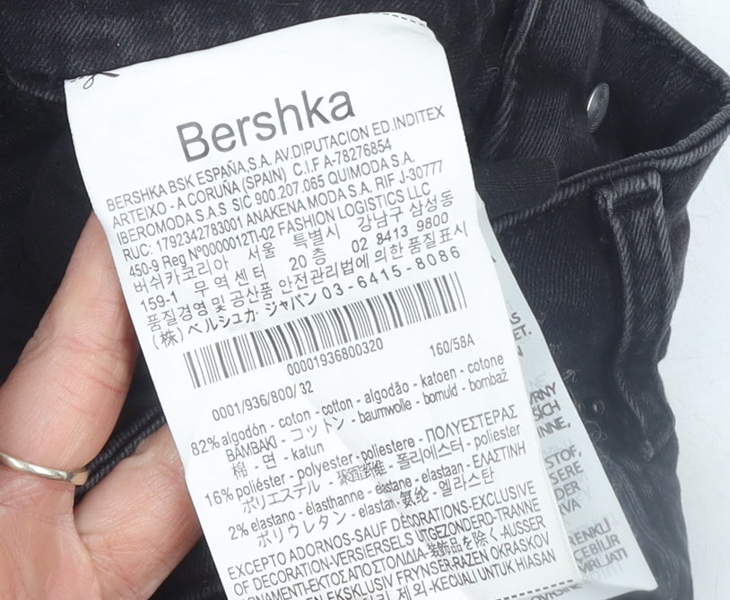 Bershka Women Black Skinny Distressed Jeans Size 4 Slim Fit