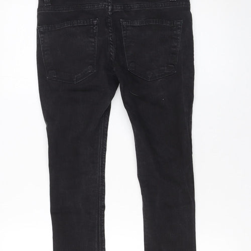 River Island Men's Black Super Skinny Jeans UK 28S Denim Cotton Blend