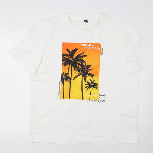 Manfinity Men’s White Summer Rhapsody Graphic Print T-Shirt XXL