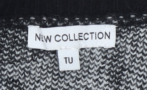 TU Women's Black White Geometric Crew Neck Jumper Size M