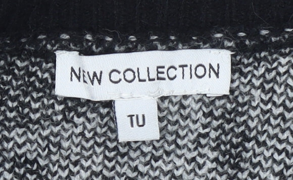 TU Women's Black White Geometric Crew Neck Jumper Size M