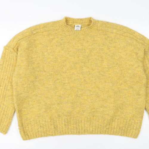 Urban Outfitters Womens Yellow Mock Neck Relaxed Fit Knit Jumper M