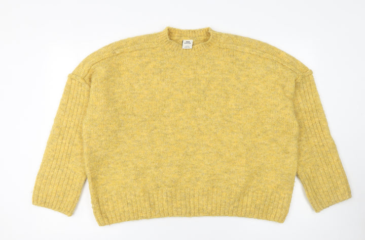 Urban Outfitters Womens Yellow Mock Neck Relaxed Fit Knit Jumper M