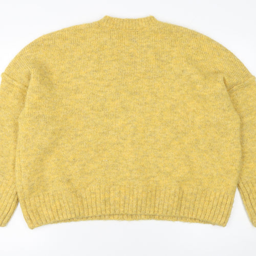 Urban Outfitters Womens Yellow Mock Neck Relaxed Fit Knit Jumper M