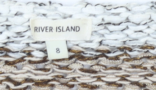 River Island Women’s Multicoloured Size 8 Chunky Knit V-Neck Jumper