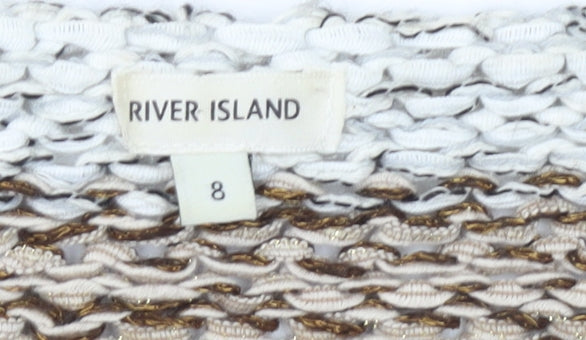 River Island Women’s Multicoloured Size 8 Chunky Knit V-Neck Jumper