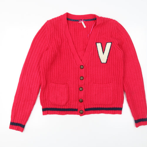 Atmosphere Women's Red Chunky Knit V-Neck Cardigan Size 14