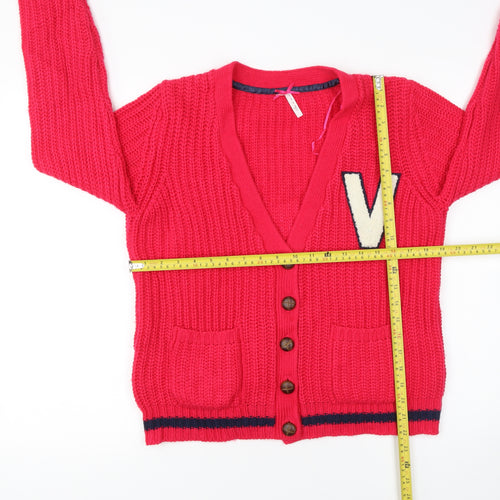 Atmosphere Women's Red Chunky Knit V-Neck Cardigan Size 14