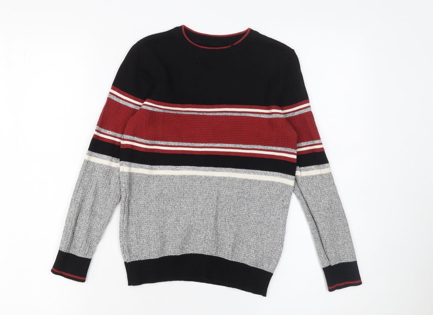 Next Boys Multicoloured Striped Cotton Crew Neck Jumper 9 Years