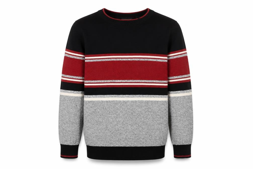 Front view of Next boys’ multicoloured striped cotton crew neck jumper 9 years