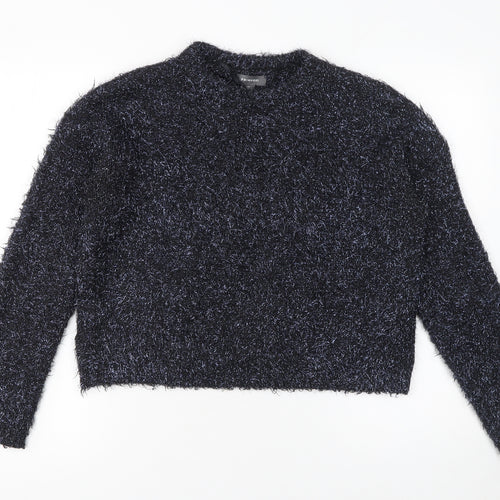 Primark Womens Black XS Fluffy Crew Neck Pullover Jumper