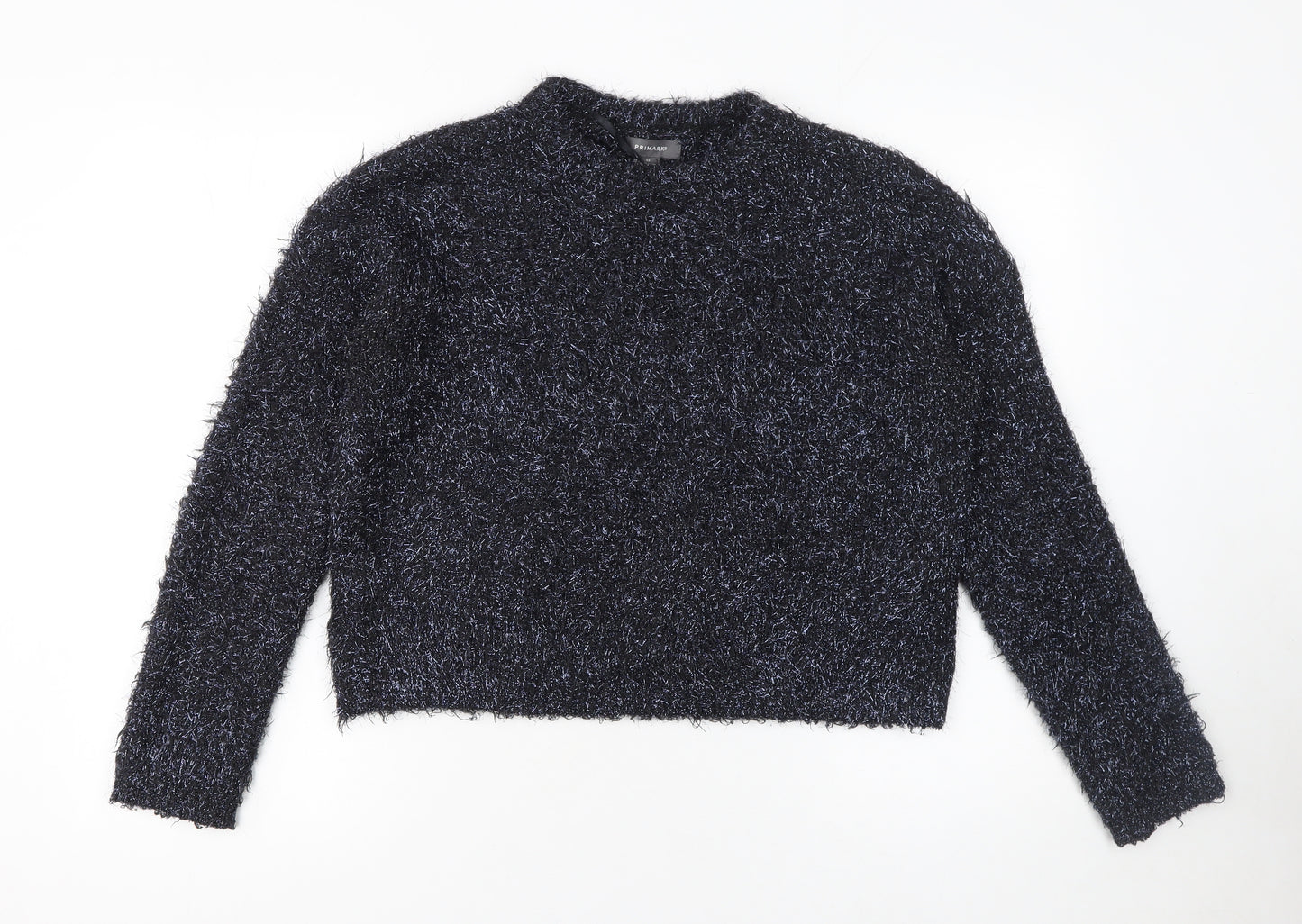 Primark Womens Black XS Fluffy Crew Neck Pullover Jumper