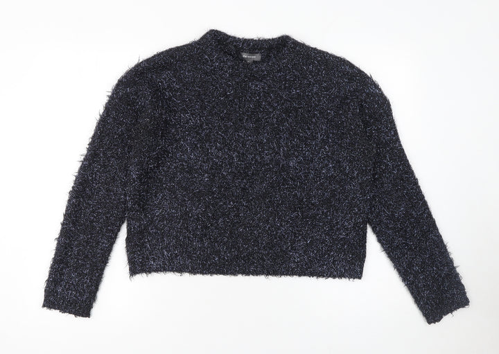 Primark Womens Black XS Fluffy Crew Neck Pullover Jumper