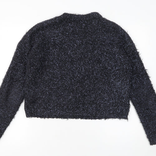 Primark Womens Black XS Fluffy Crew Neck Pullover Jumper