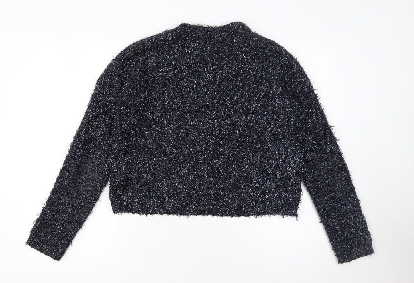 Primark Womens Black XS Fluffy Crew Neck Pullover Jumper