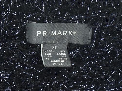 Primark Womens Black XS Fluffy Crew Neck Pullover Jumper