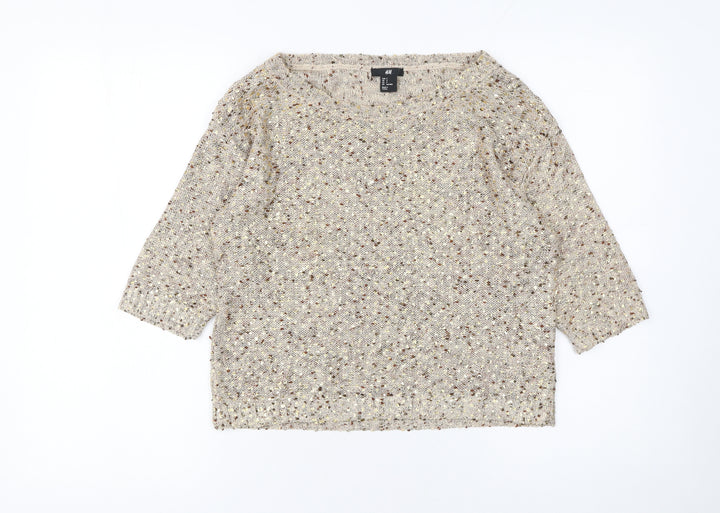 H&M Womens Beige Chunky-Knit Pullover Jumper Size S