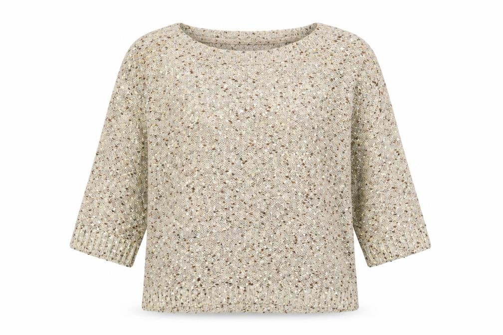 Front view of H&M women’s beige chunky-knit jumper, size S