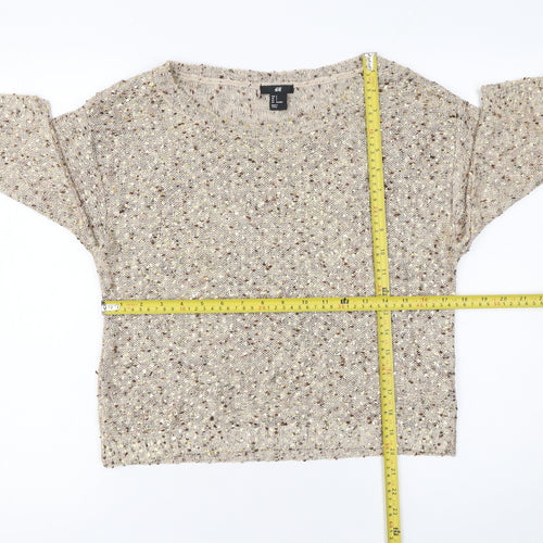 H&M Womens Beige Chunky-Knit Pullover Jumper Size S