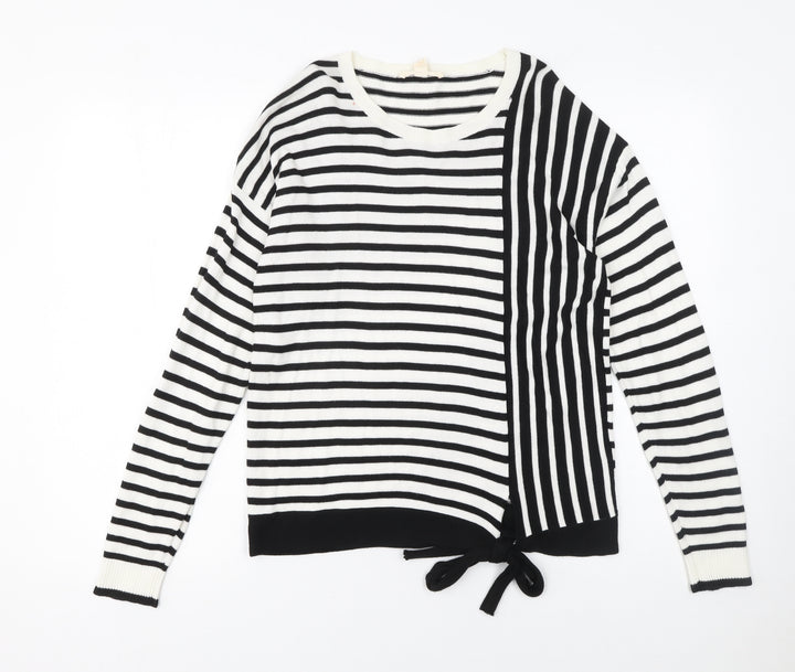 Esprit Women’s Black & White Striped Knit Jumper Size S