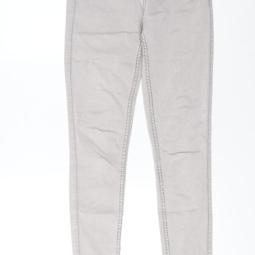 Pieces Women’s Grey High Waist Jeggings Size S Slim Fit Stretch Zip