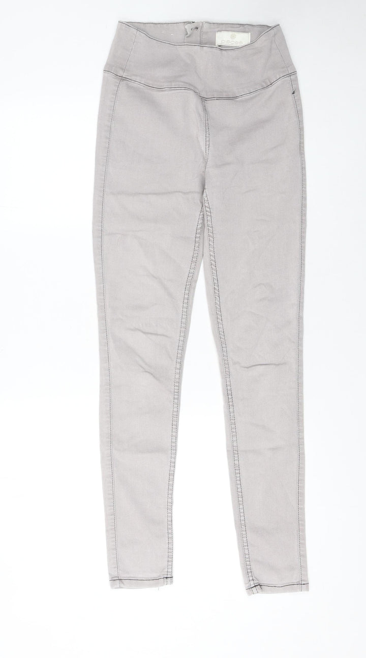 Pieces Women’s Grey High Waist Jeggings Size S Slim Fit Stretch Zip