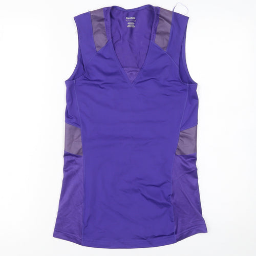 Reebok Womens Purple Sleeveless V-Neck Tank Top L Gym Activewear