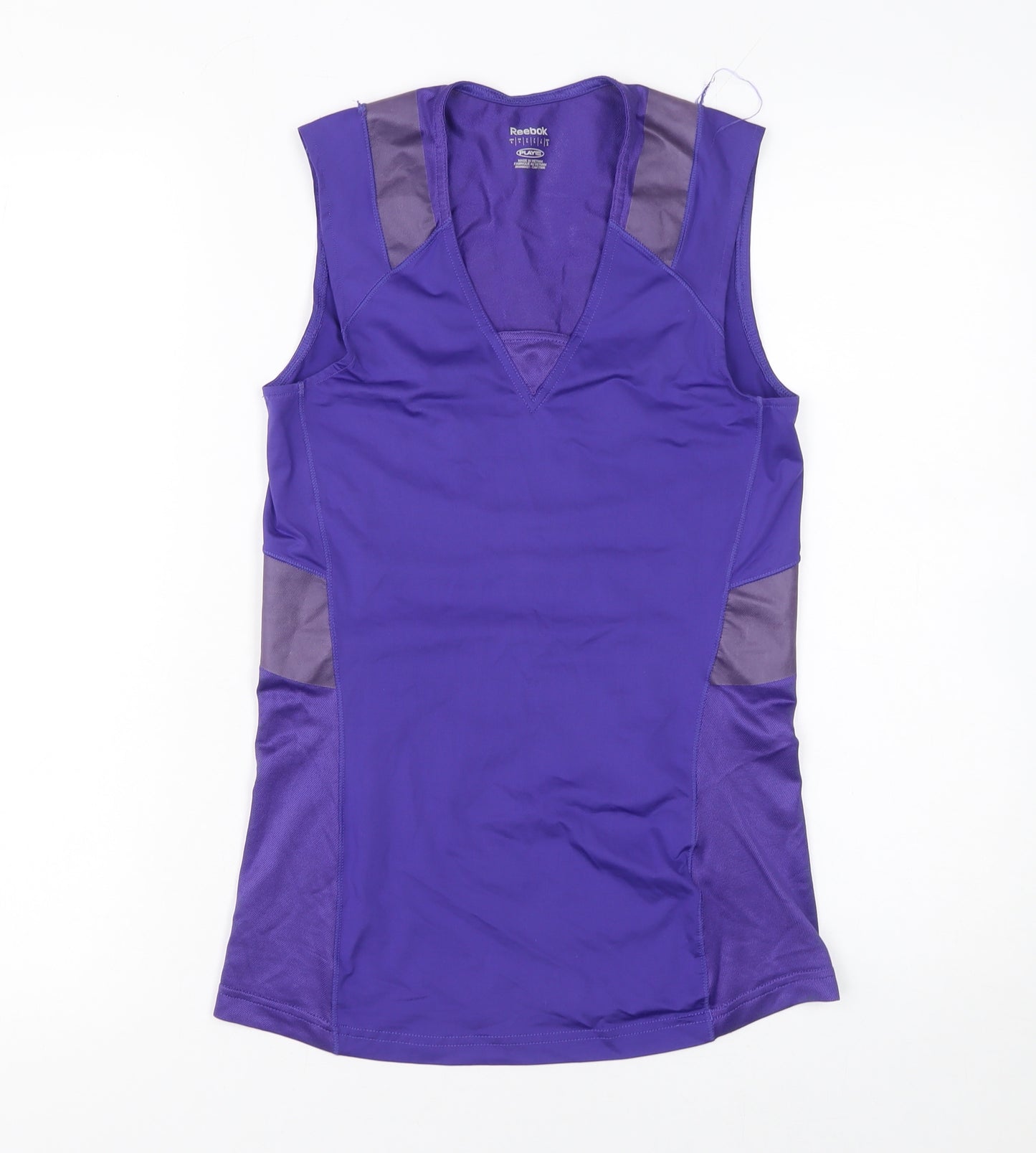 Reebok Womens Purple Sleeveless V-Neck Tank Top L Gym Activewear