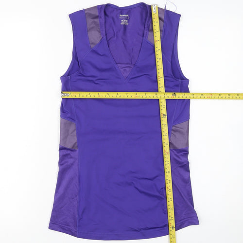 Reebok Womens Purple Sleeveless V-Neck Tank Top L Gym Activewear