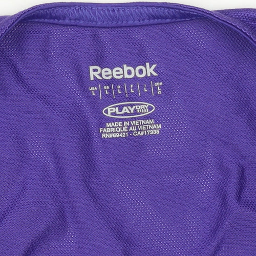 Reebok Womens Purple Sleeveless V-Neck Tank Top L Gym Activewear