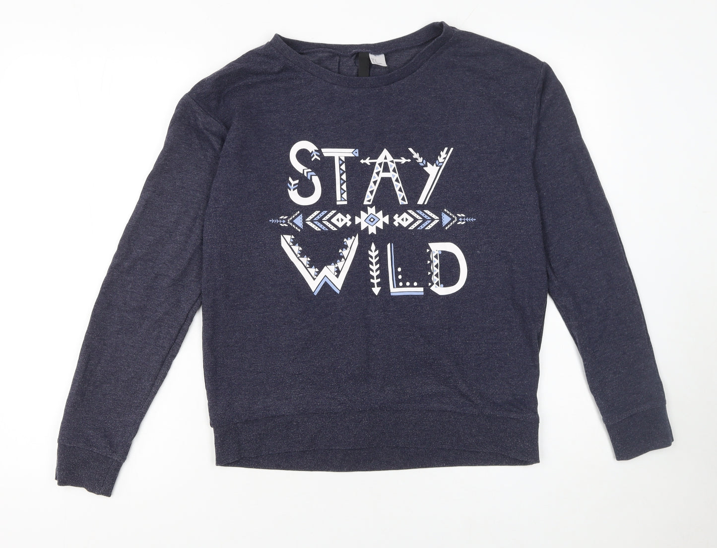 H&M Divided Women's Navy Blue Pullover Sweatshirt Size S Cotton Blend
