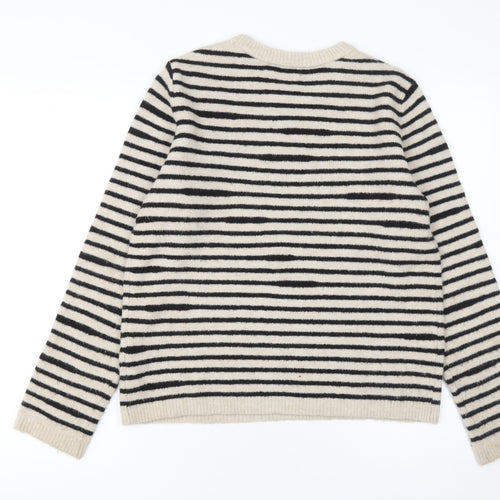 Primark Women’s Beige Black Striped Crew Neck Pullover Jumper Size S