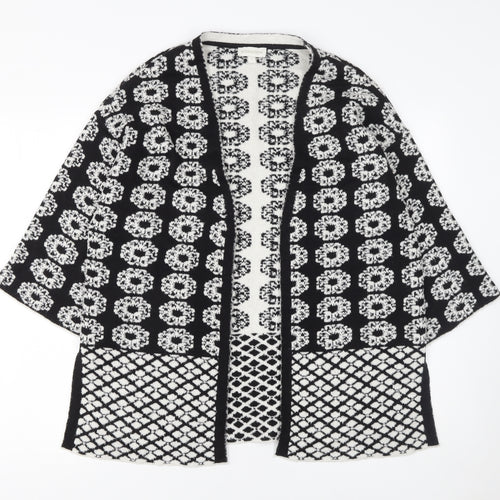 Monsoon Women's Black & White Knit Cardigan S Kimono Sleeve