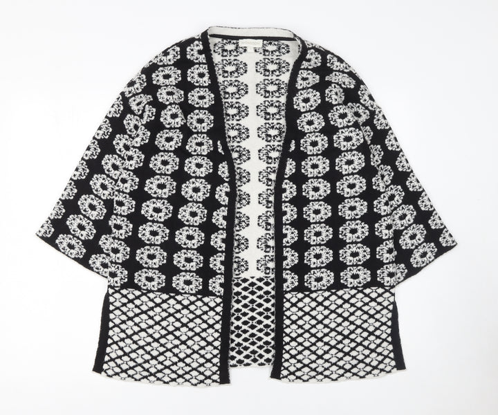 Monsoon Women's Black & White Knit Cardigan S Kimono Sleeve