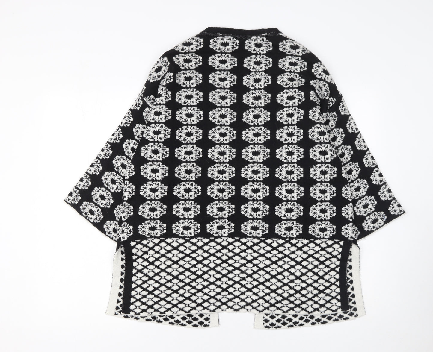 Monsoon Women's Black & White Knit Cardigan S Kimono Sleeve