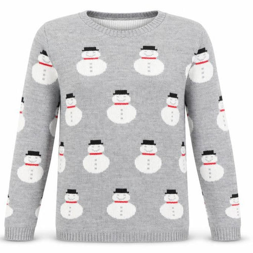 boohooMAN Men's Grey Small Snowman Christmas Knit Jumper