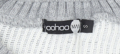 boohooMAN Men's Grey Small Snowman Christmas Knit Jumper