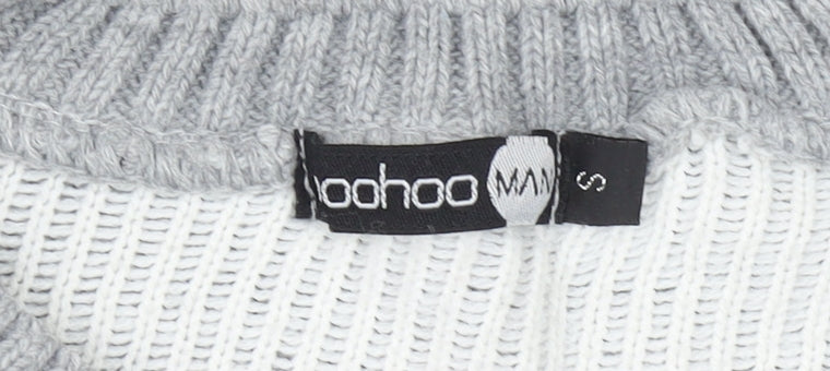 boohooMAN Men's Grey Small Snowman Christmas Knit Jumper