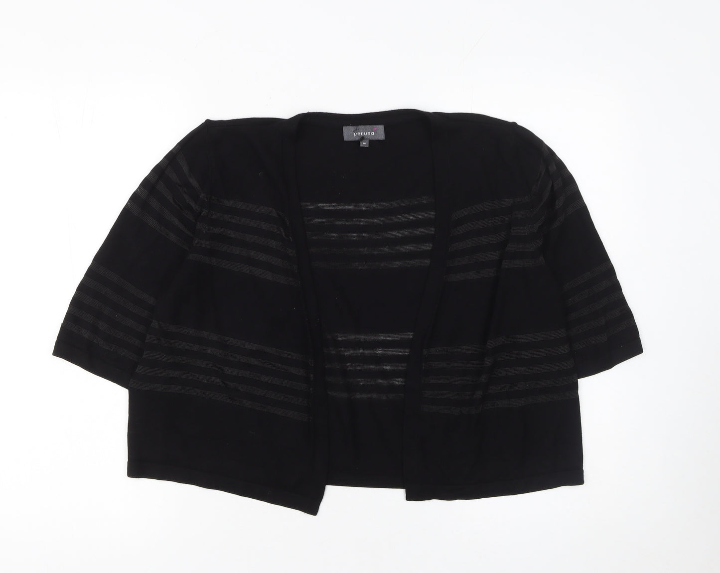 Marks and Spencer Women’s Black Striped 3/4 Sleeve Cardigan Size 16